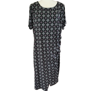 VERSE Black & Pink Patterned Short Sleeve Sheath Dress Size XL EUC
